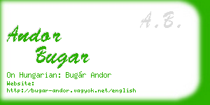 andor bugar business card